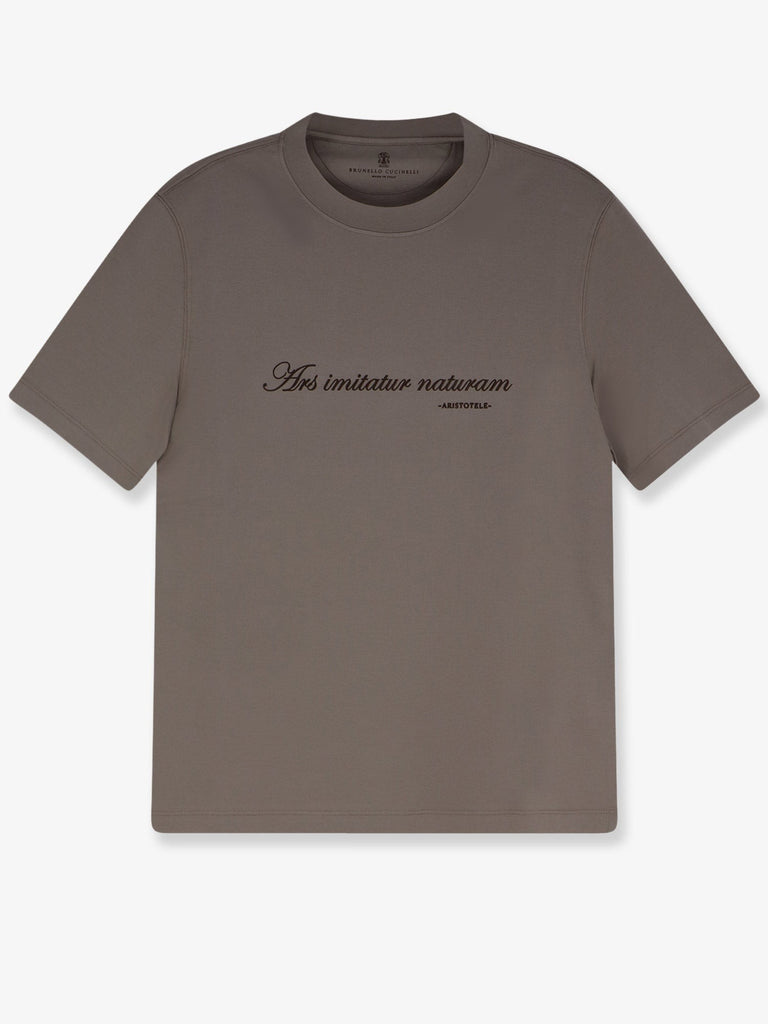 Cotton T-shirt with front embroidery