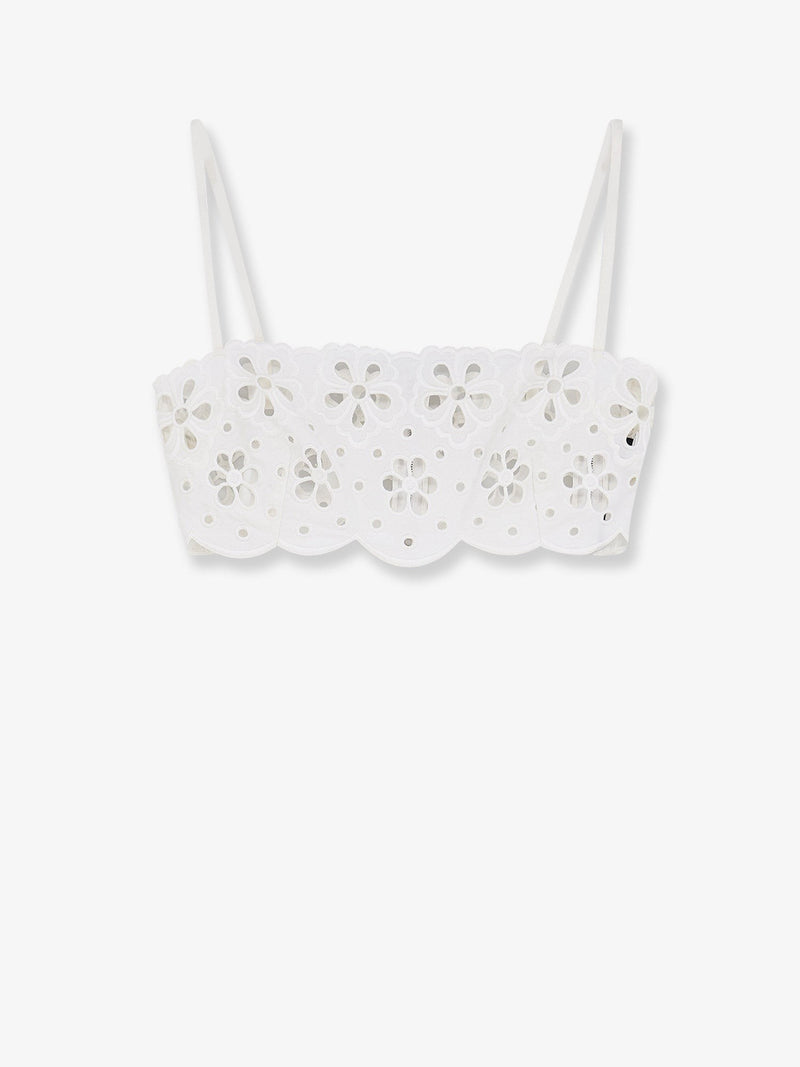 Cotton top with cut-out embroidery