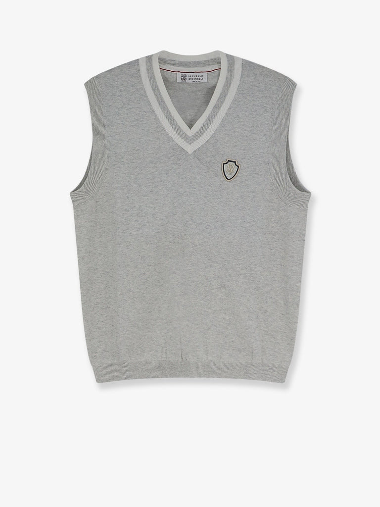 Cotton vest with front logo patch
