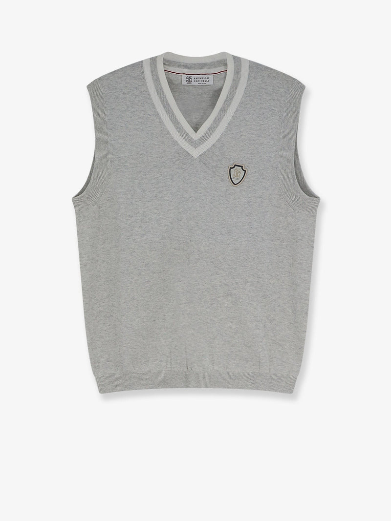 Cotton vest with front logo patch