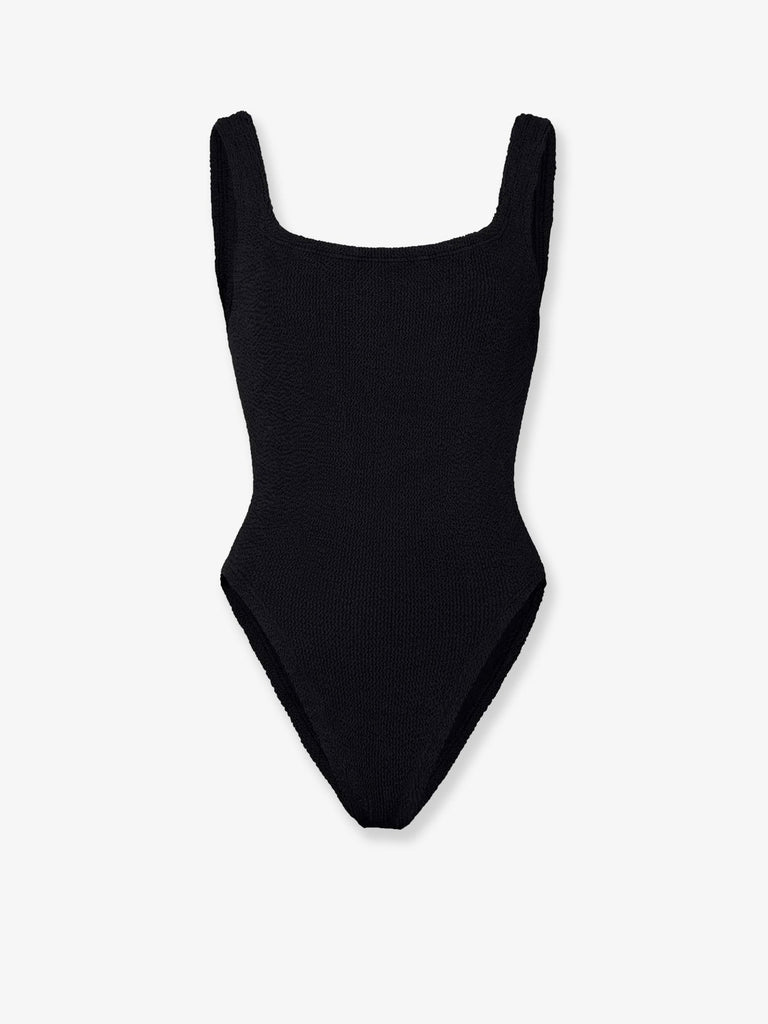 Crinkle fabric one-piece swimsuit