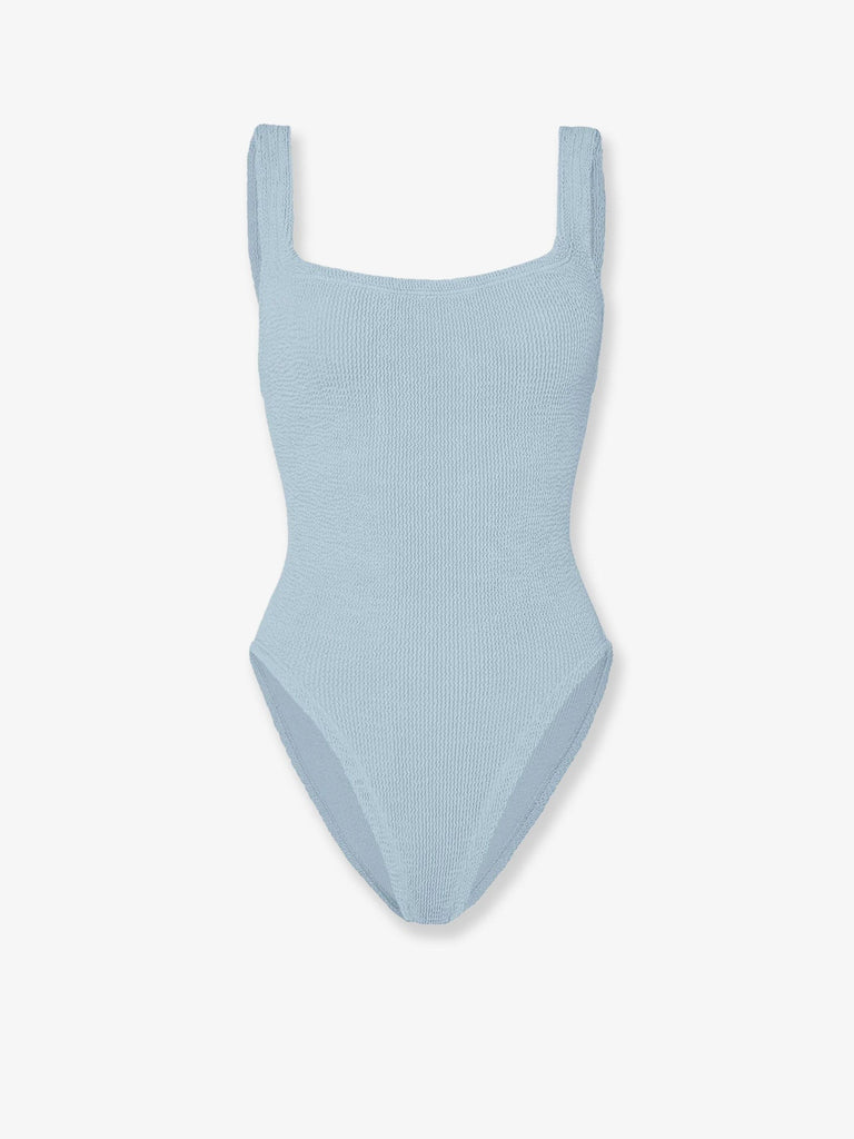 Crinkle fabric one-piece swimsuit