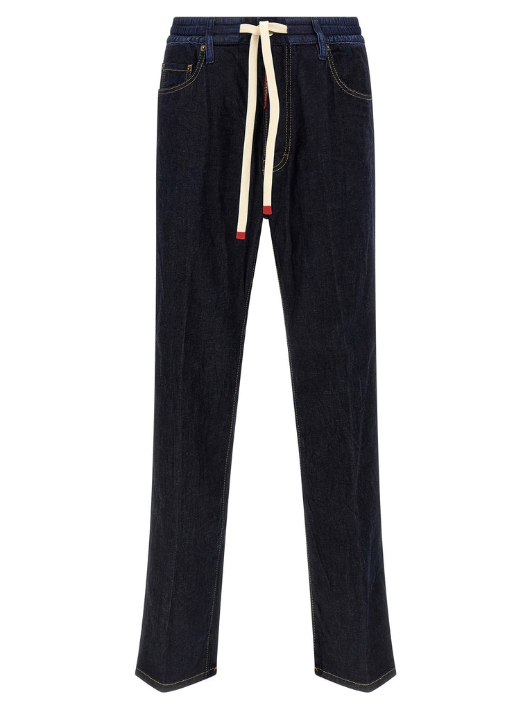 Crinkled effect jeans