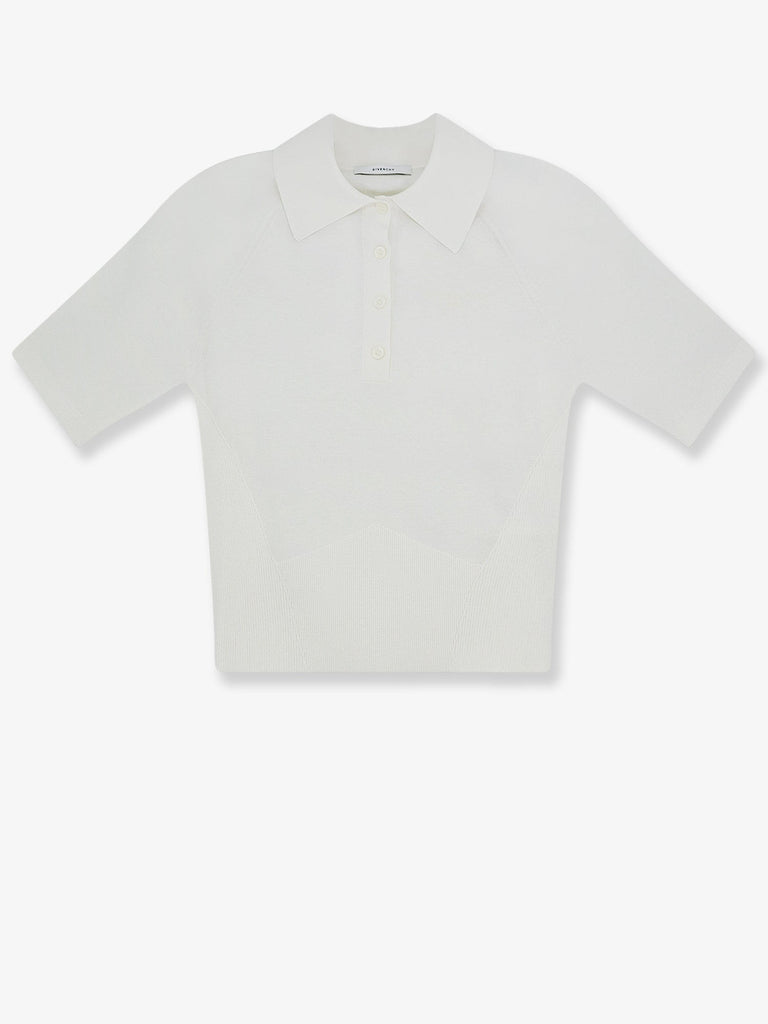 Cropped cotton and silk polo shirt