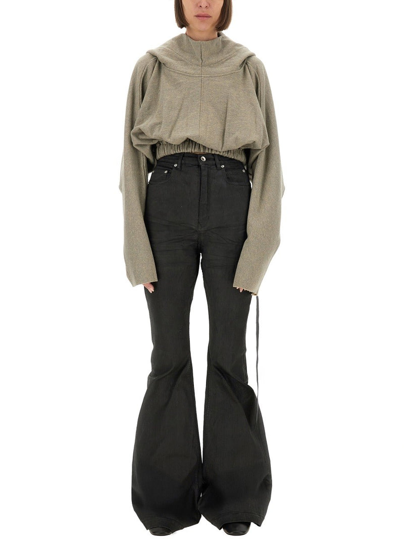 CROPPED HOODED TUNIC SWEATSHIRT