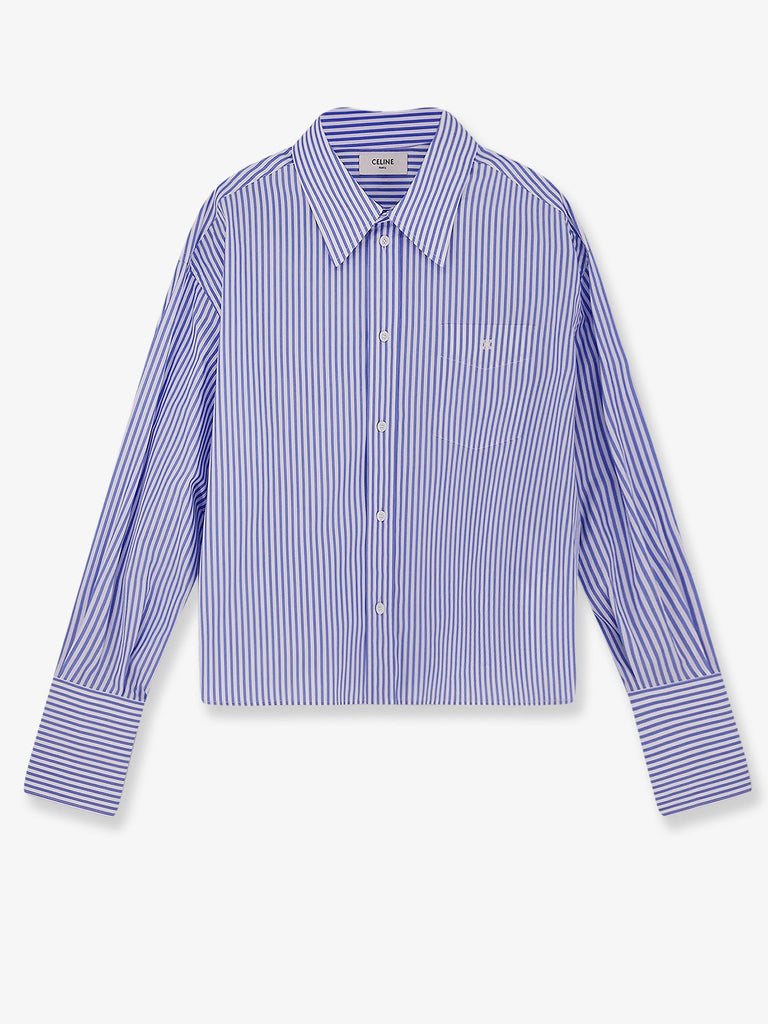 Cropped striped cotton shirt