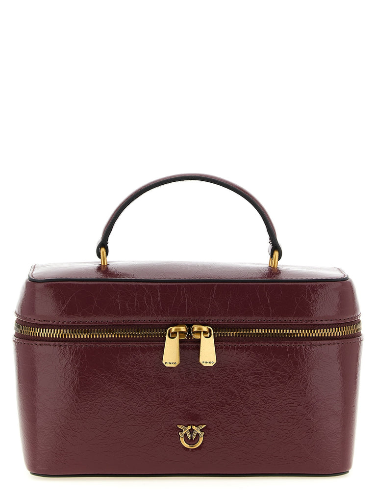 Crumpled effect leather handbag
