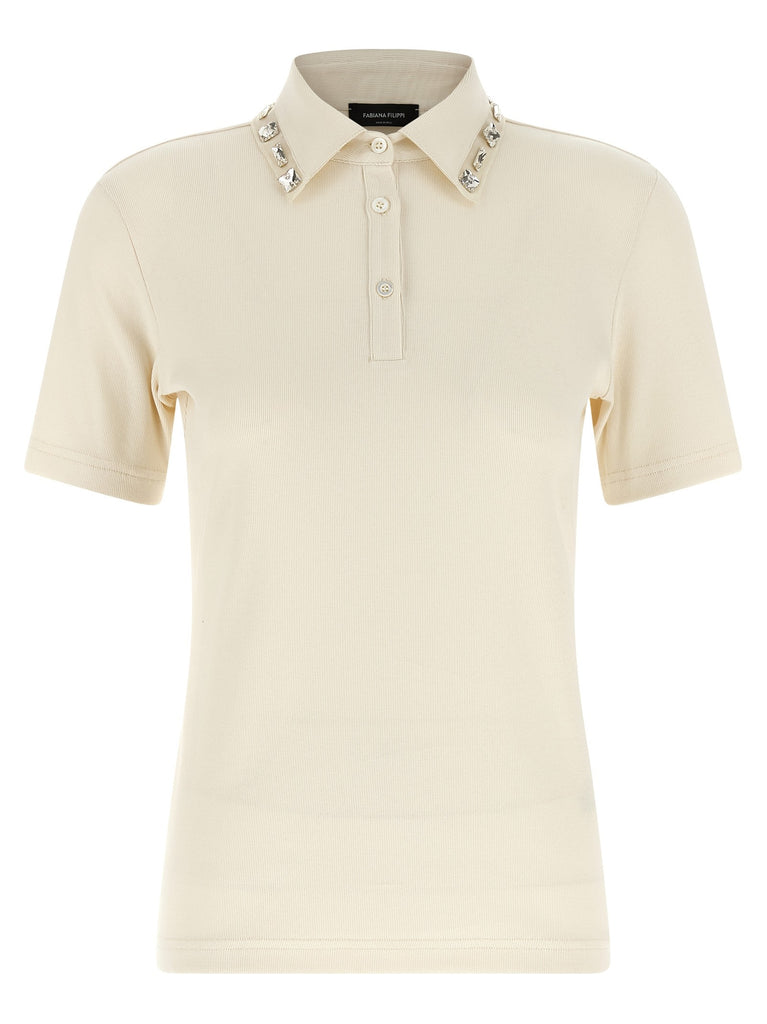 Crystal collar polo shirt