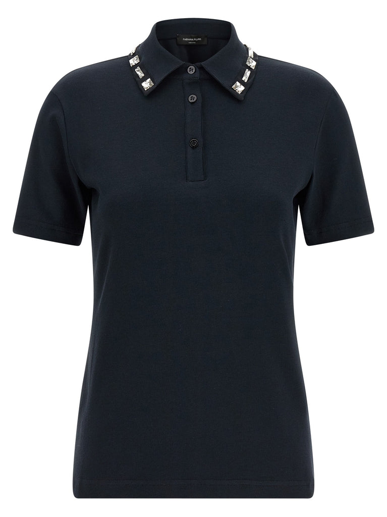 Crystal collar polo shirt