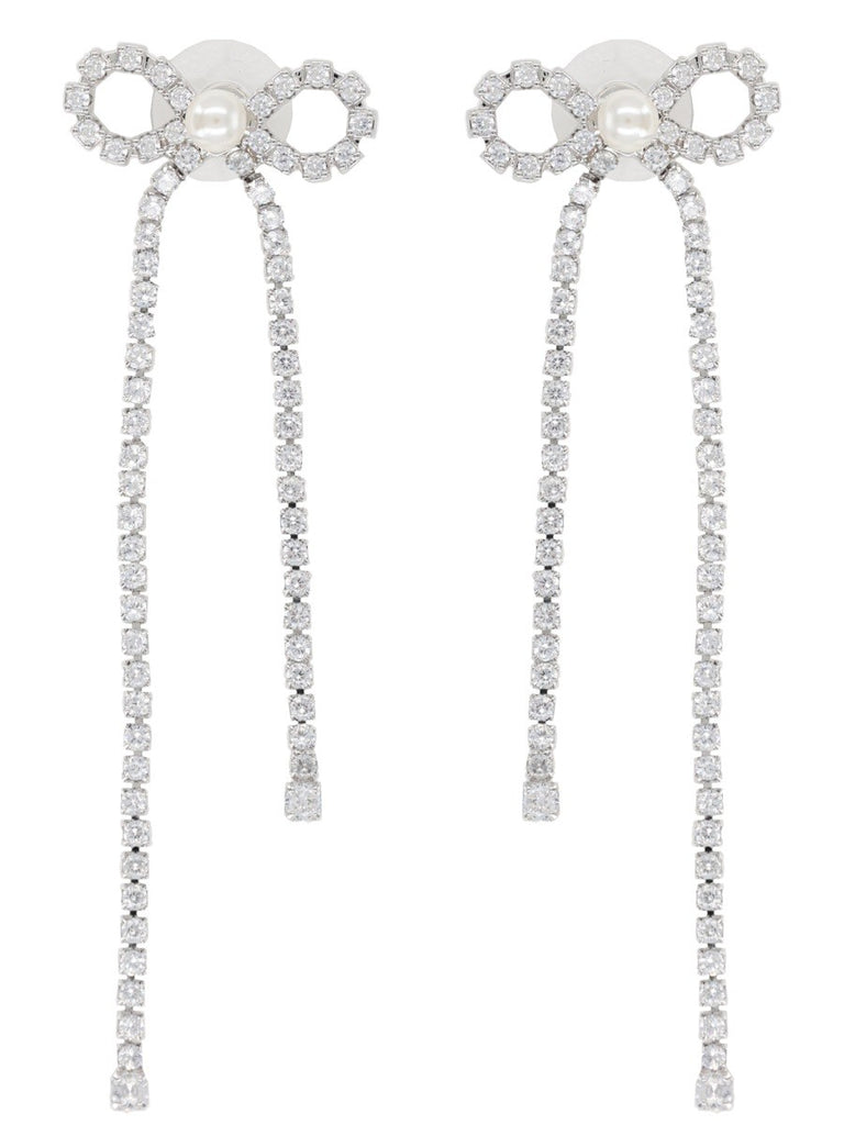 "CRYSTAL DROPLET BOW" EARRINGS
