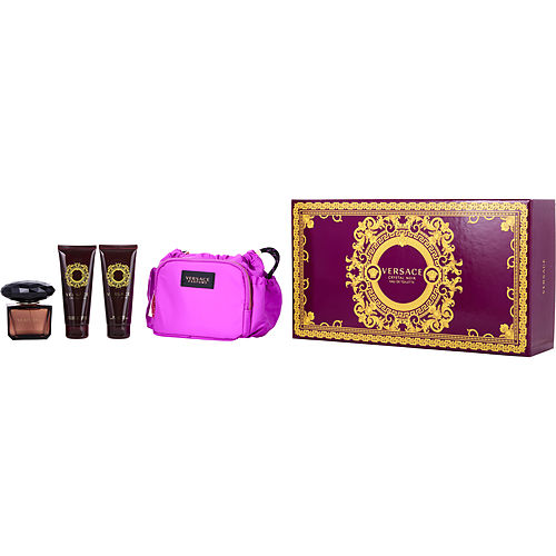 VERSACE CRYSTAL NOIR - EDT SPRAY 3 OZ & BODY LOTION 3.4 OZ & SHOWER GEL 3.4 OZ & CLUTCH