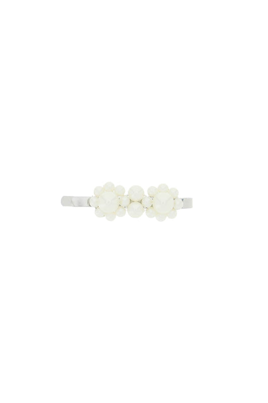 Simone Rocha Mini Flower Hair Clip With Pearls   White