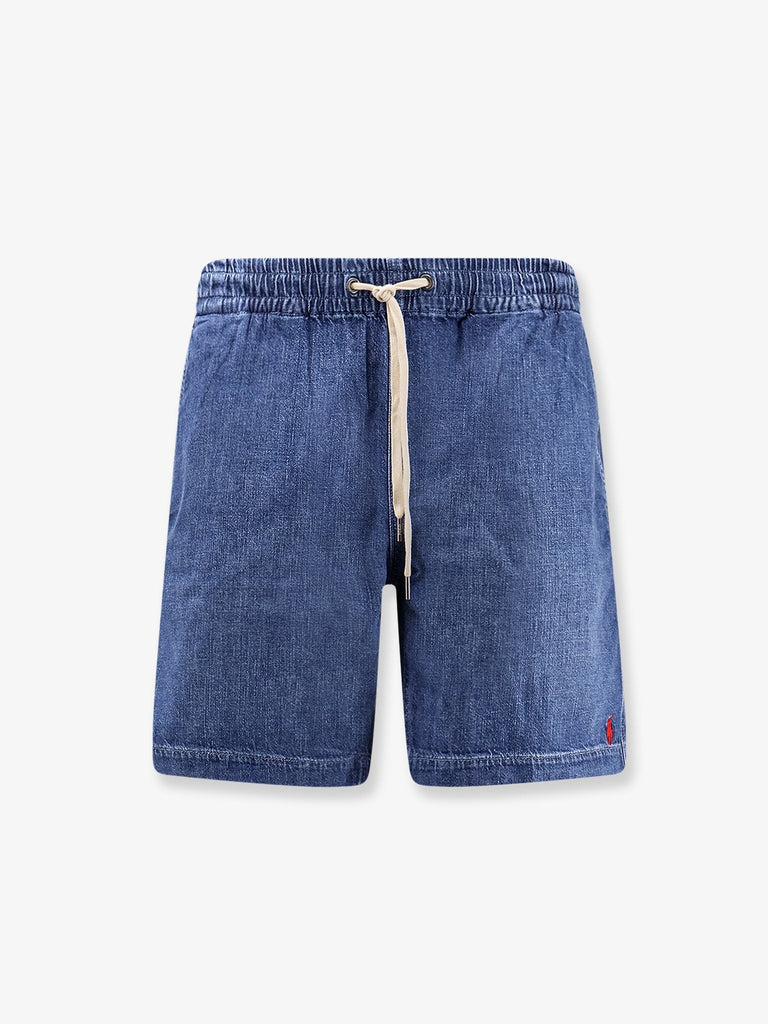Denim Bermuda shorts with embroidered logo on the front
