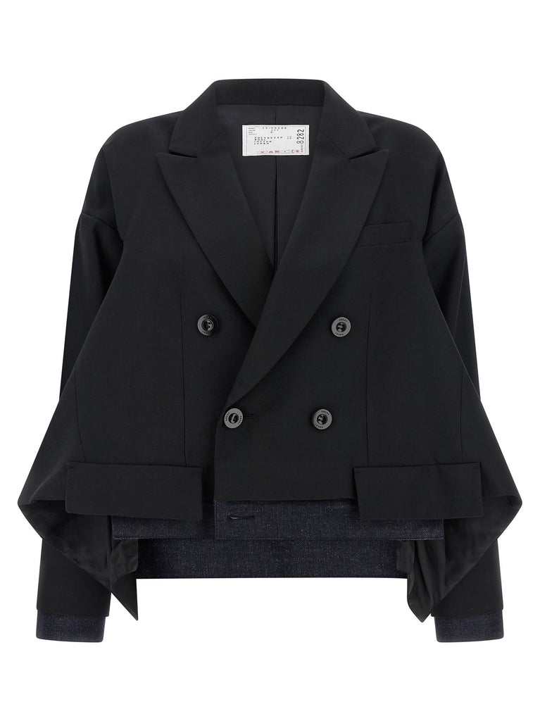Denim insert blazer