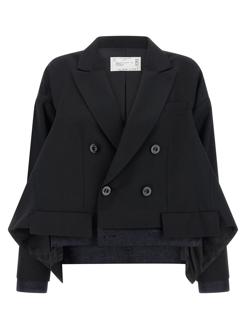 Denim insert blazer