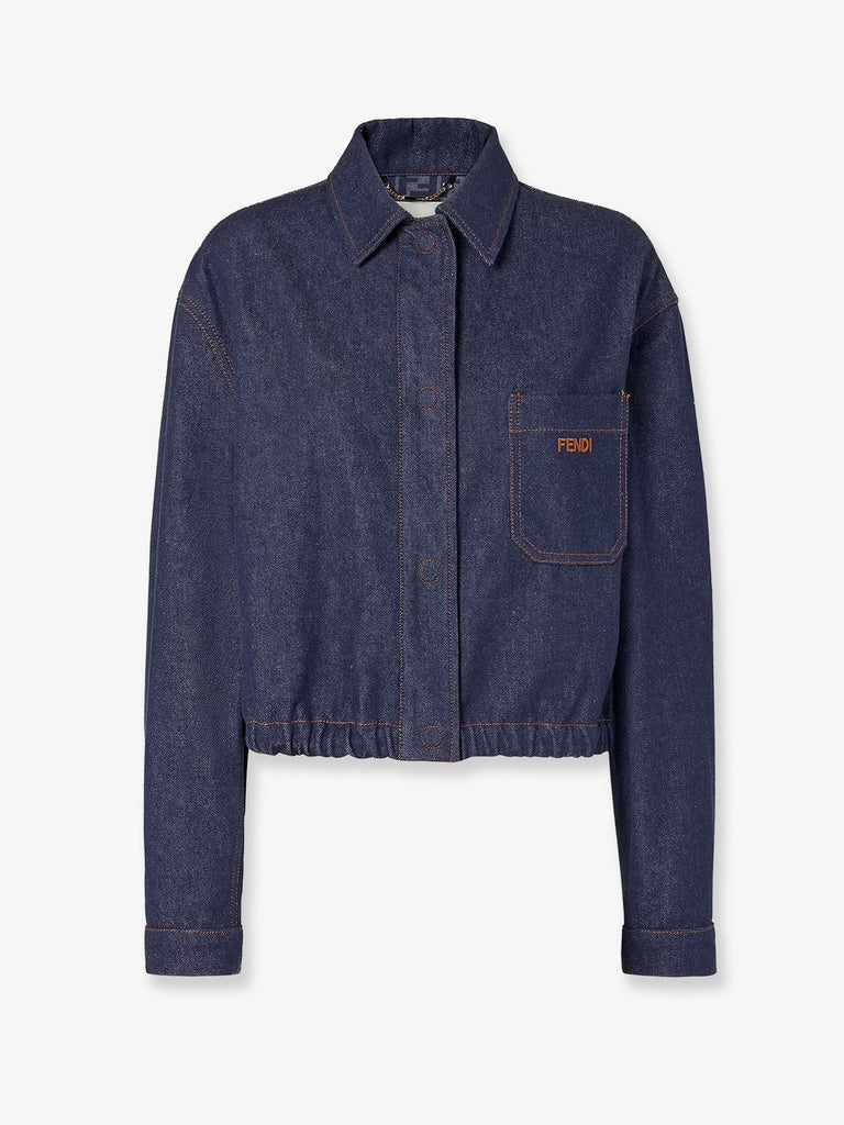 Denim jacket with front embroidered logo