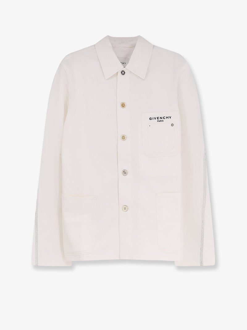 Denim jacket with iconic lettering logo on the front