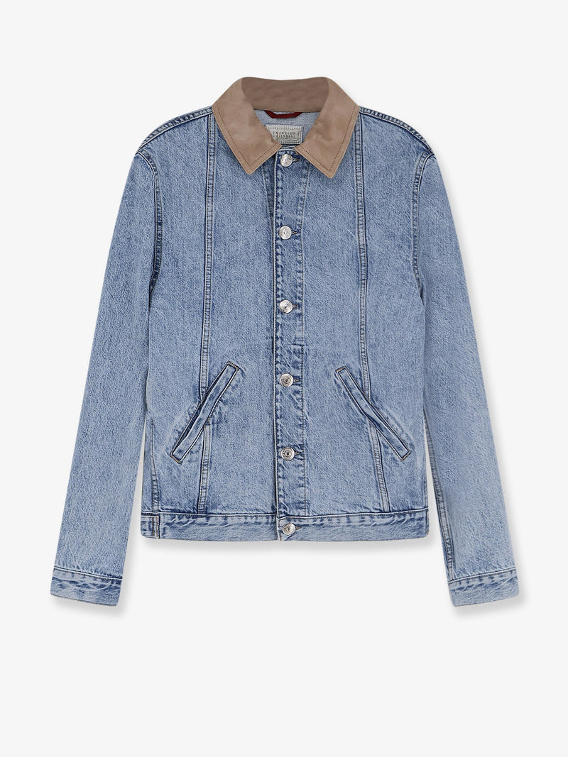 Denim Jacket with suede collar