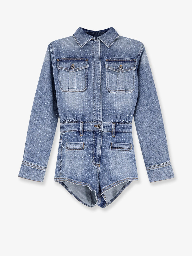 Denim jumpsuit with rhinestones