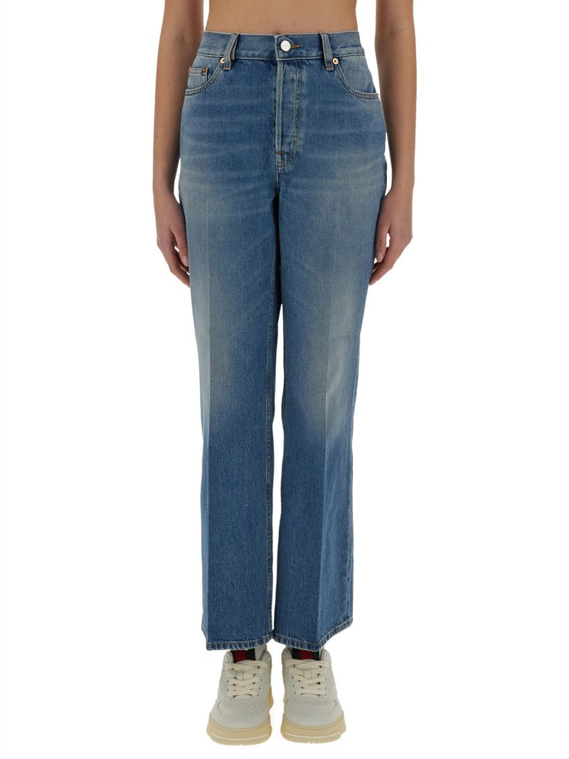 DENIM PANTS WITH LOGO LABEL