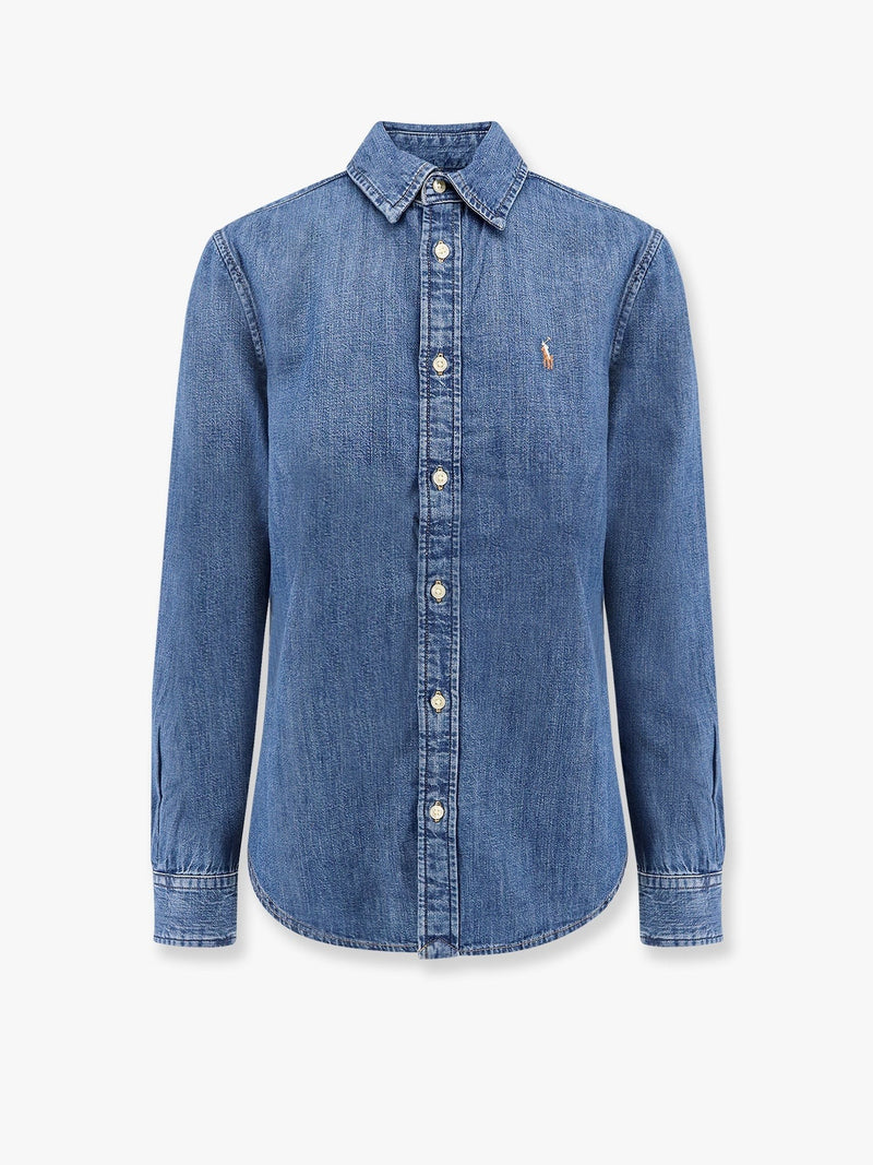 Denim shirt with embroidered logo