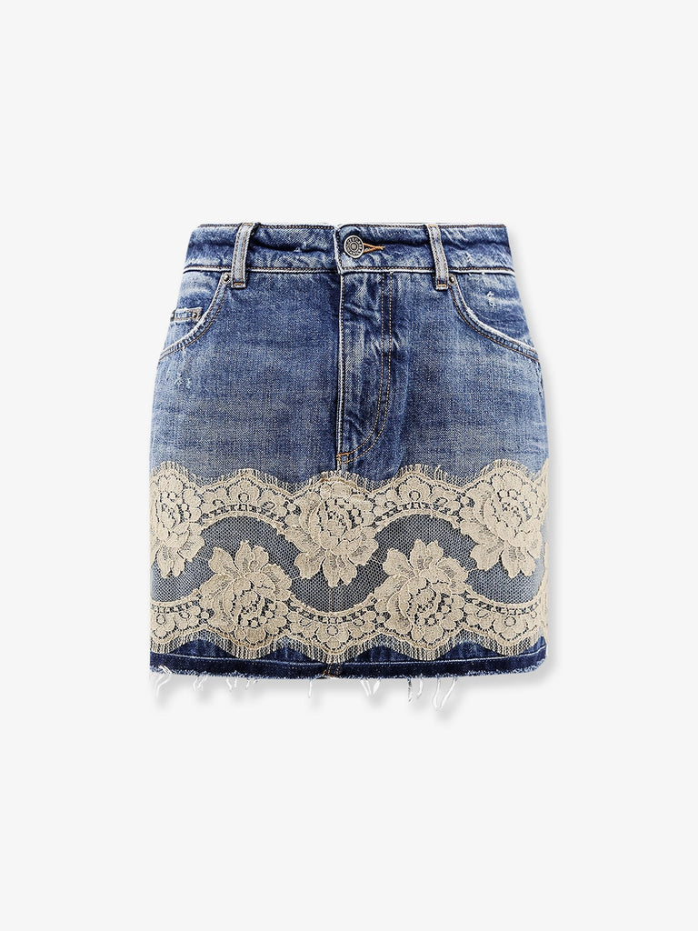 Denim skirt with lace