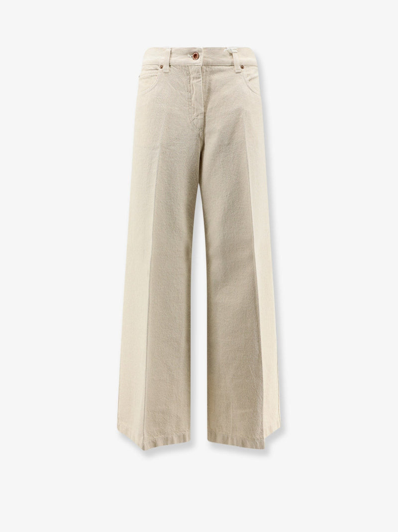 Denim trousers with back logo patch
