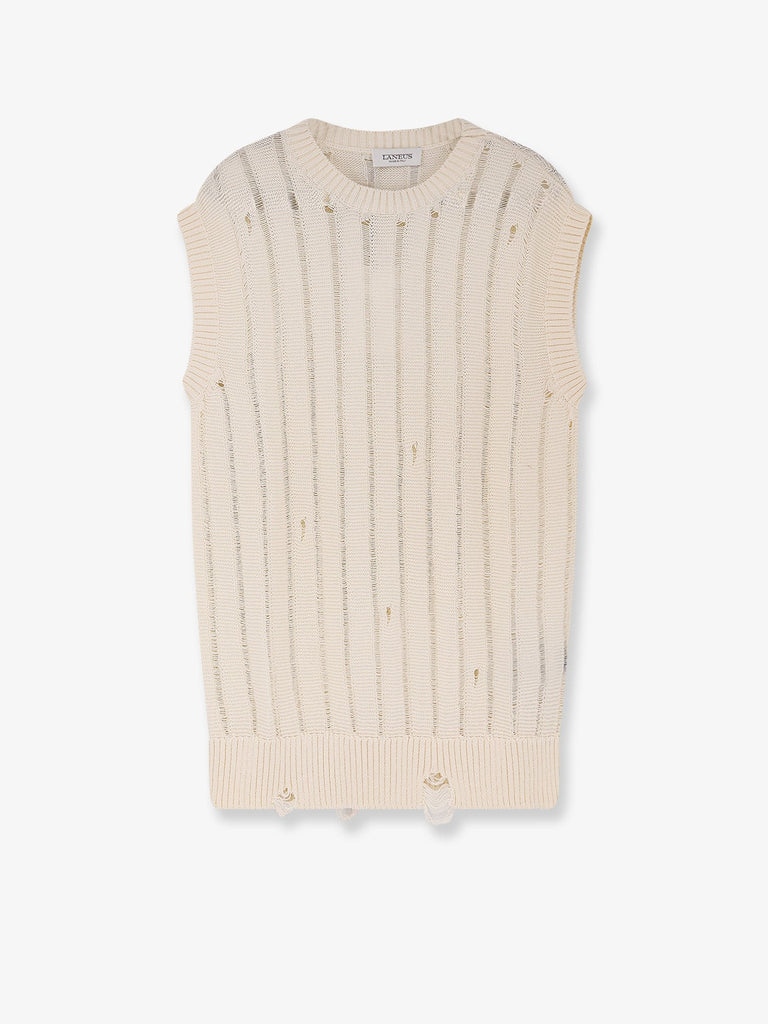 Destroyed effect cotton vest