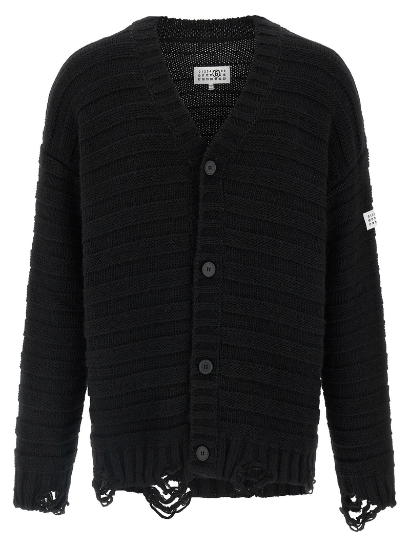 Distressed wool cardigan