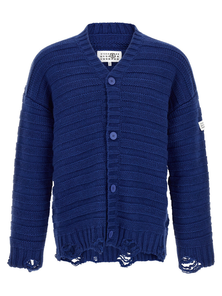 Distressed wool cardigan
