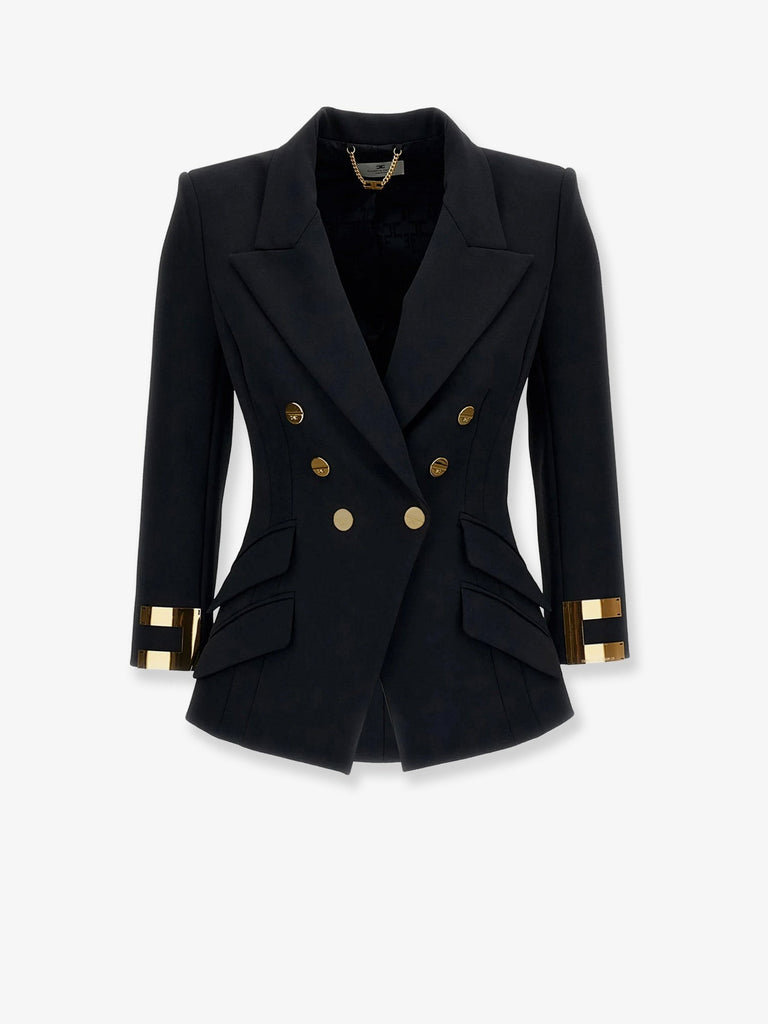 Double-breasted blazer with Monogram gold metal details