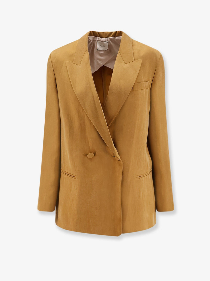 Double-breasted lyocell and linen blazer
