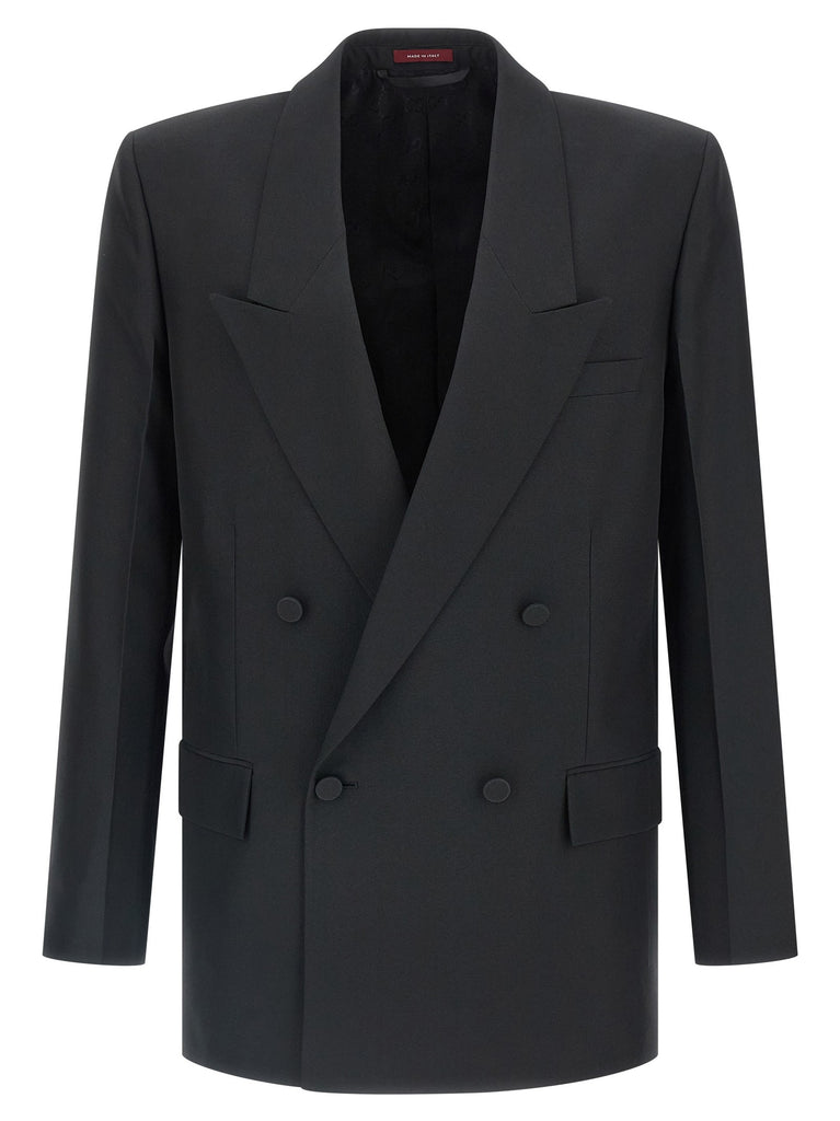 Double-breasted technical Panama blazer