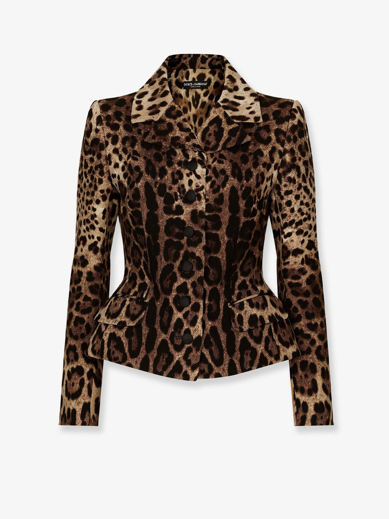 Double wool crêpe dress with Leopard print