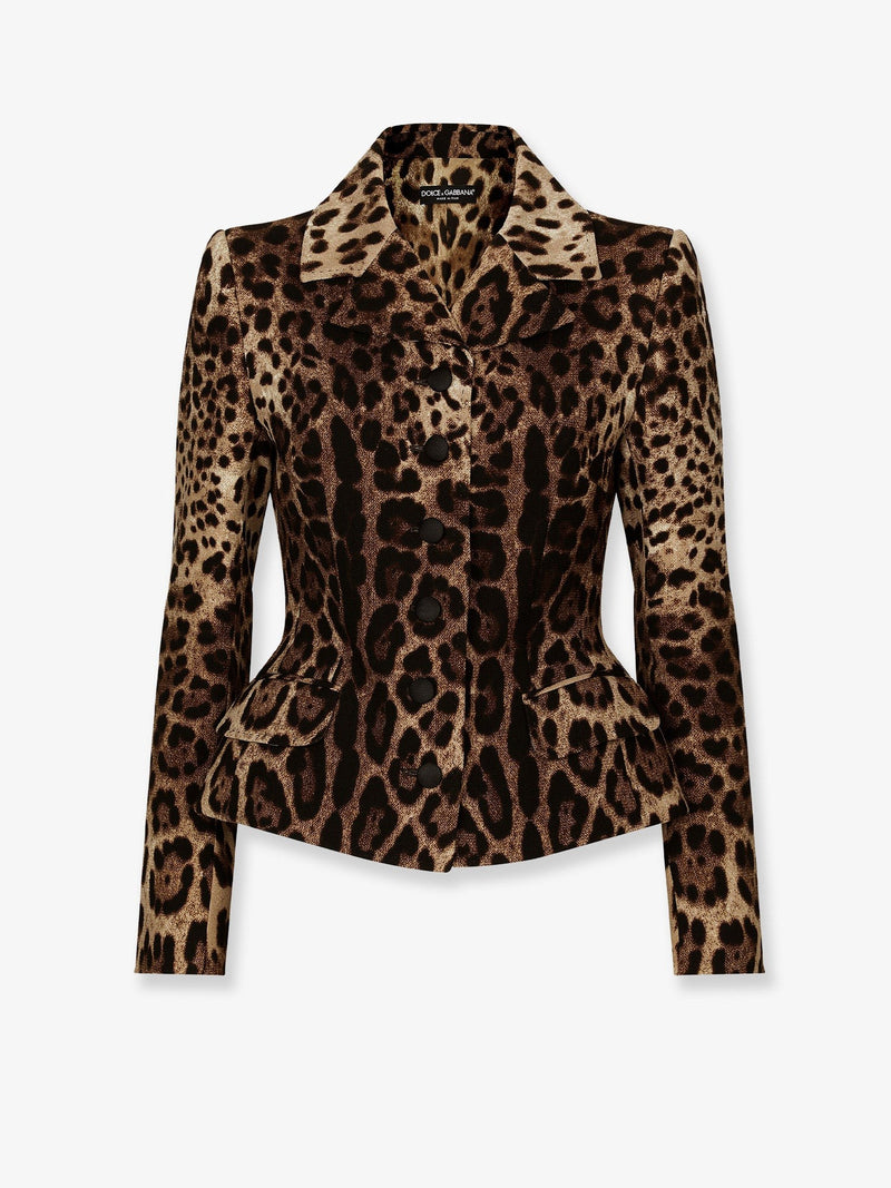Double wool crêpe dress with Leopard print
