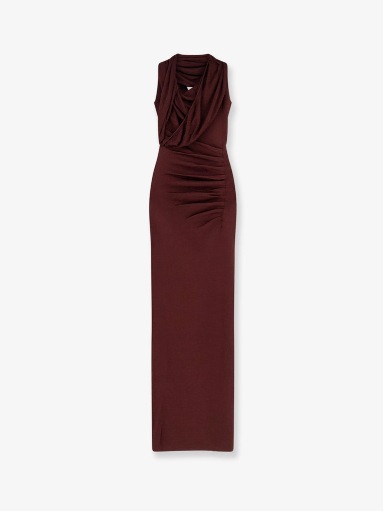 Draped knitted long dress
