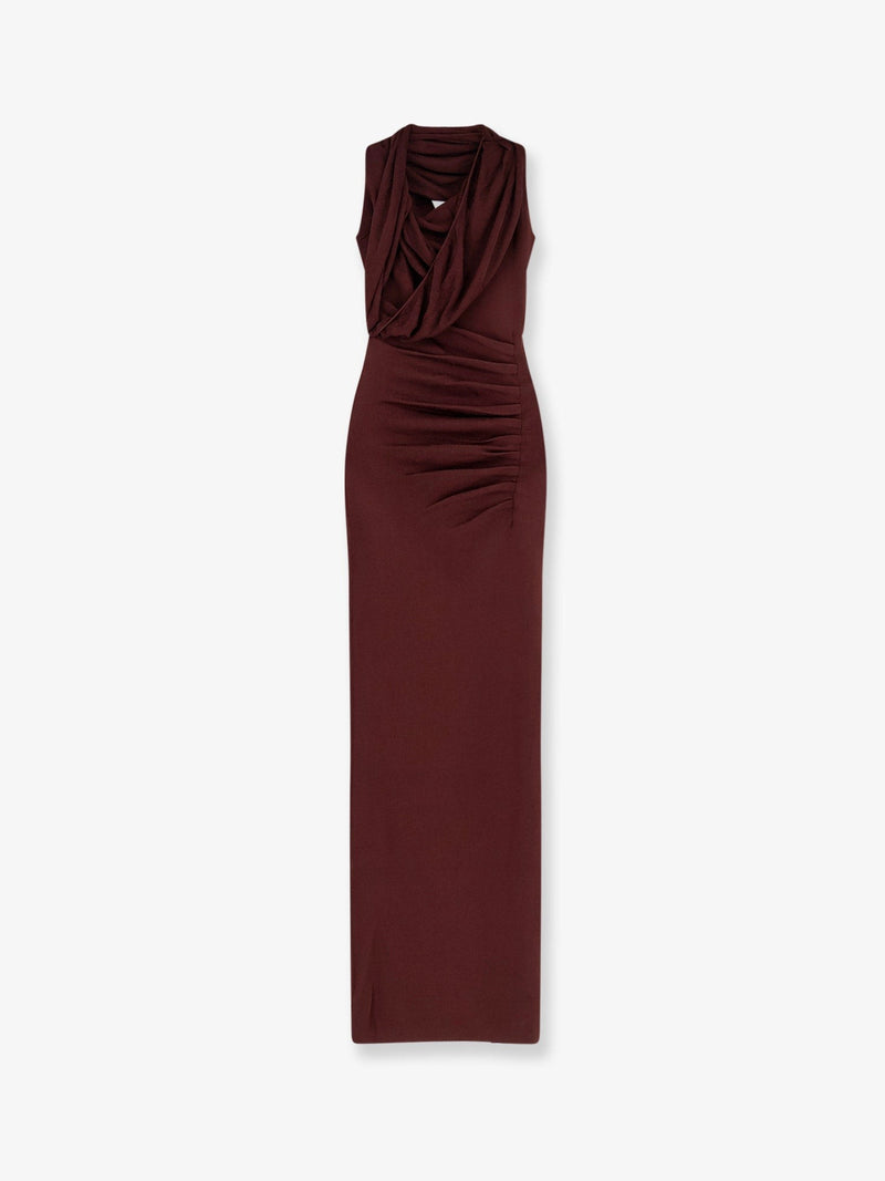 Draped knitted long dress