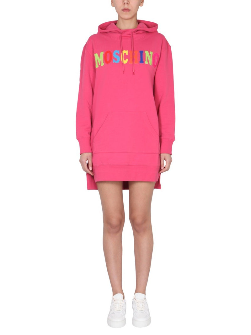 DRESS WITH MULTICOLOR FLOCKED LOGO