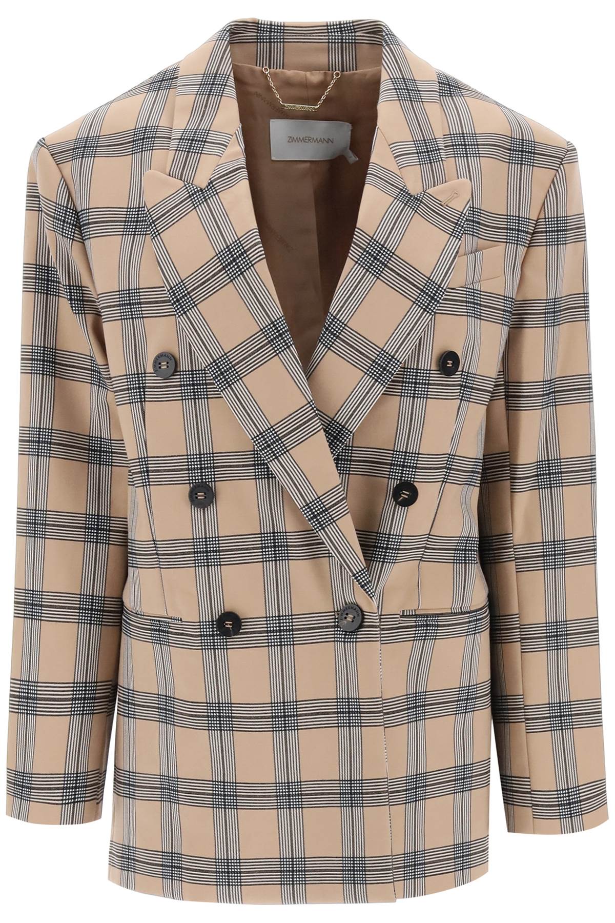 Zimmermann Oversized Luminosity Jacket With Check Motif   Beige