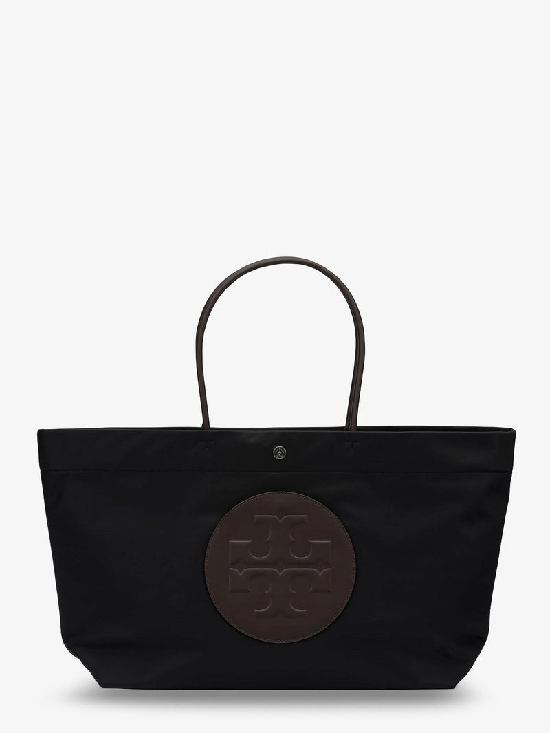 Ella Twist nylon shoulder bag with maxi front logo patch