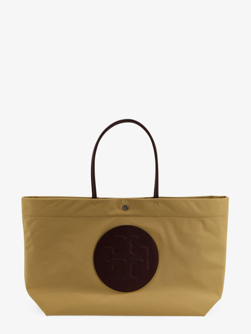 Ella Twist nylon shoulder bag with maxi logo patch on the front