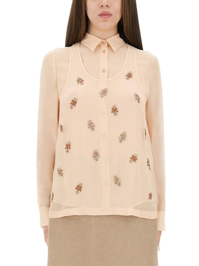 EMBROIDERED GEORGETTE TOP