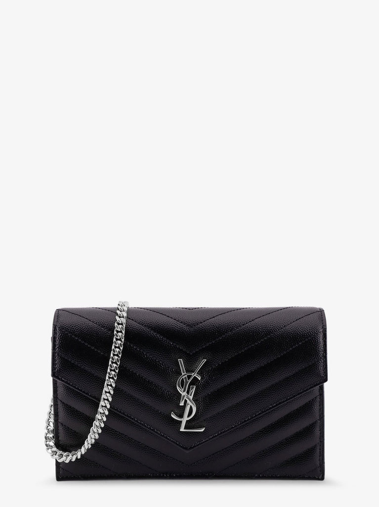 Envelope leather wallet crossbody bag with chain shoulder strap