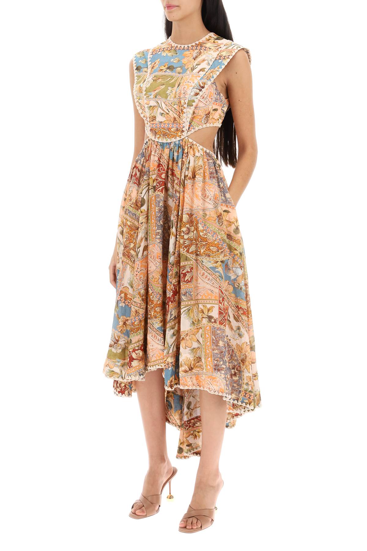 Zimmermann Chintz Asymmetric Cut Out Dress   Multicolor