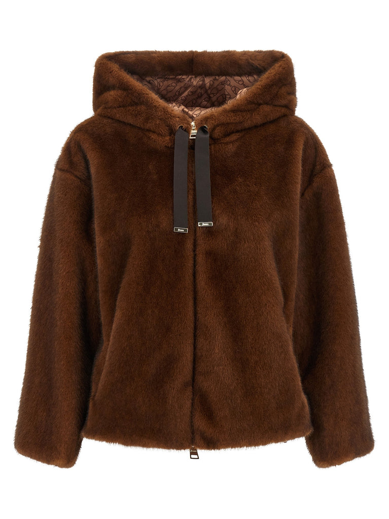 Faux fur bomber jacket