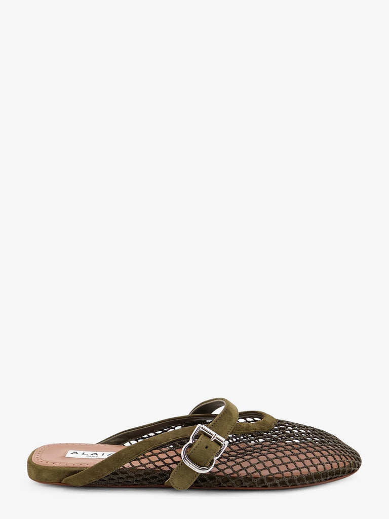 Fishnet mesh and leather sandals