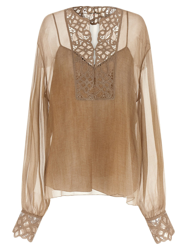Floral carving blouse