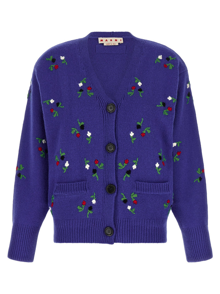 Floral embroidery cardigan