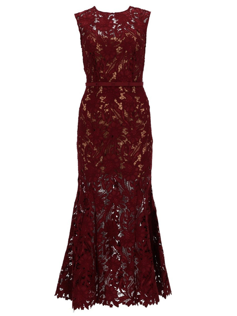 FLORAL LACE MIDI DRESS