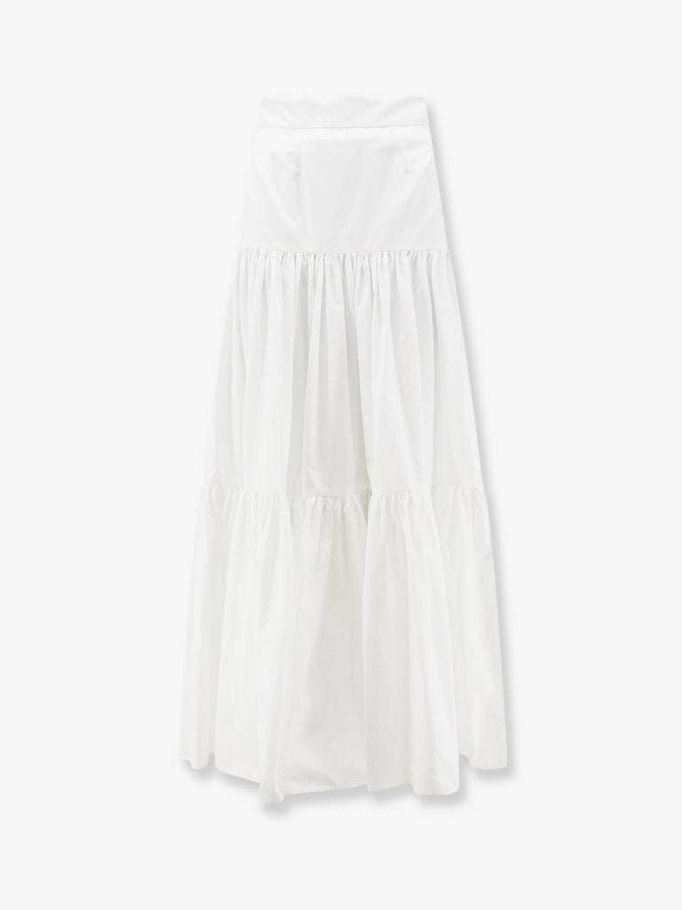Flounced poplin long skirt